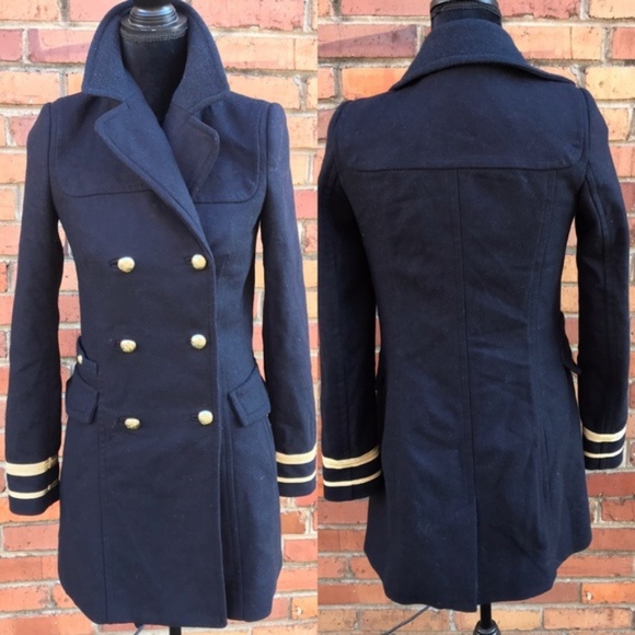 Zara navy coat womens Clearance